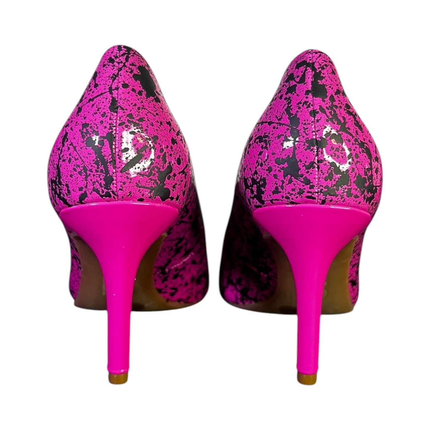 Pink & Black Splatter Heels - Size W6.5