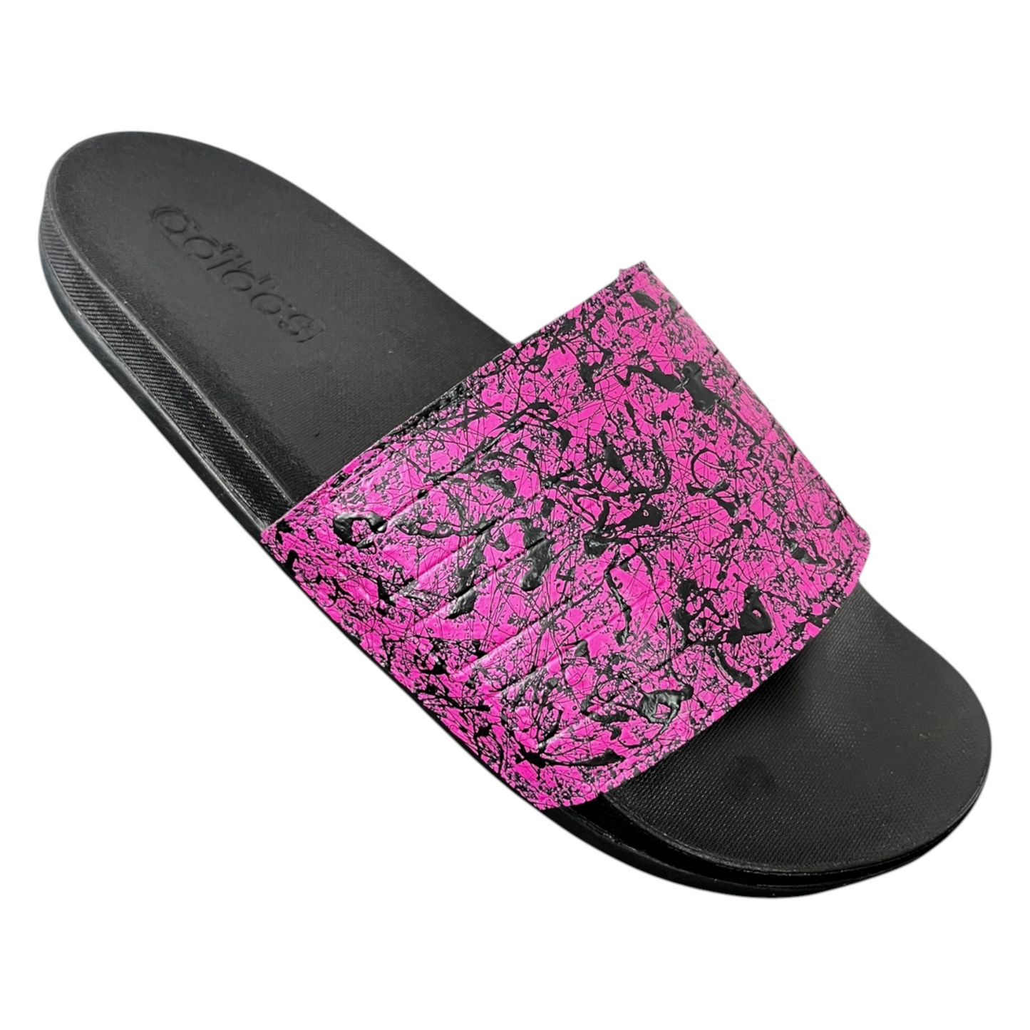 Pink & Black Splatter Slides - Size M9|W10