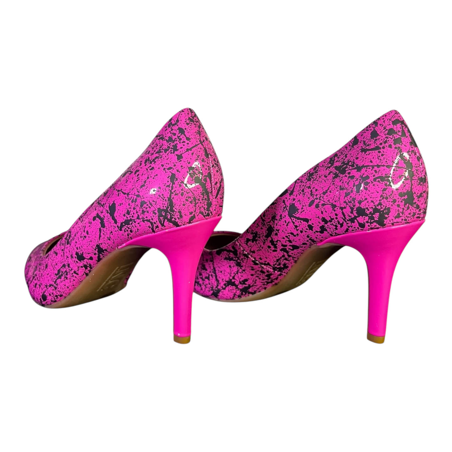 Pink & Black Splatter Heels - Size W6.5