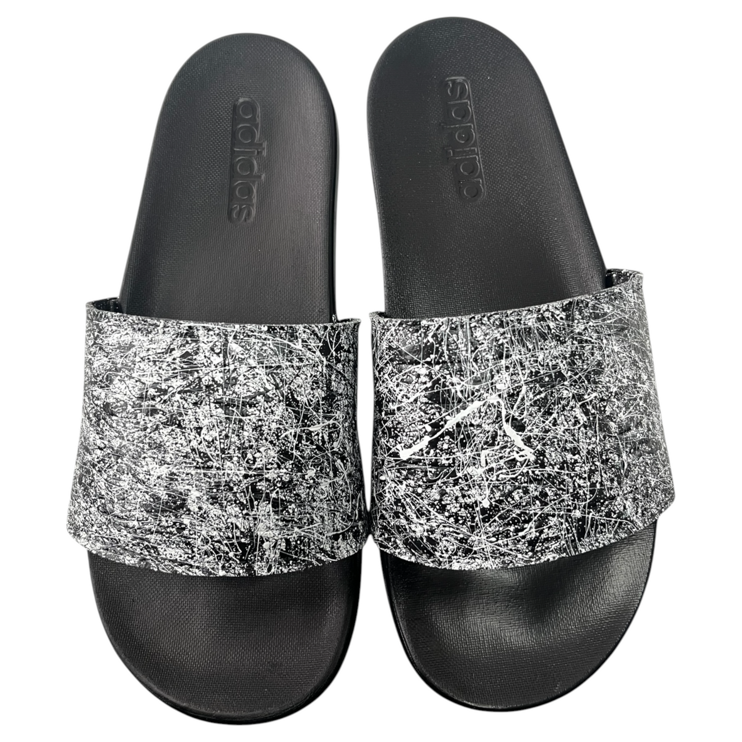 White & Black Splatter Slides - Size M7|W8