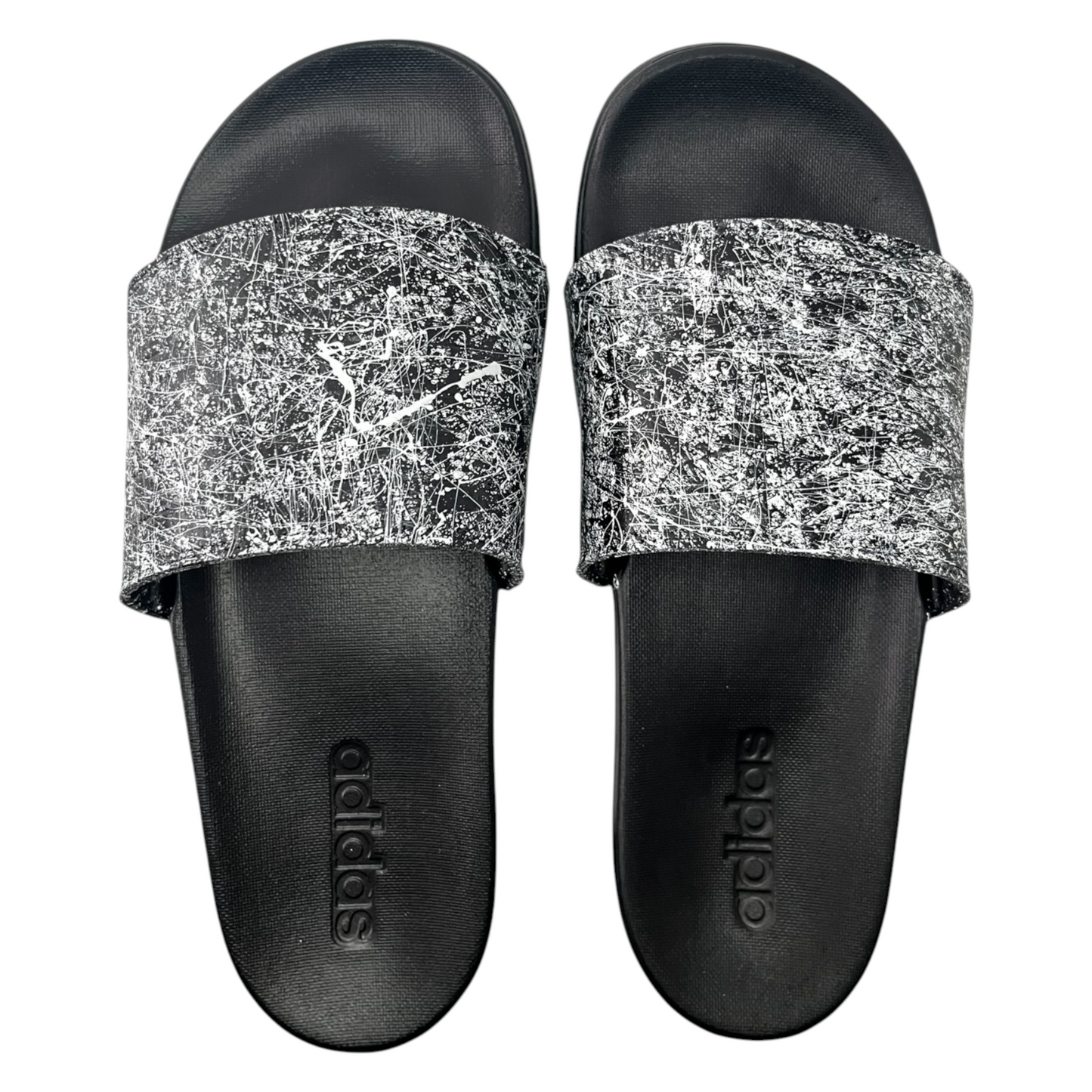 White & Black Splatter Slides - Size M7|W8