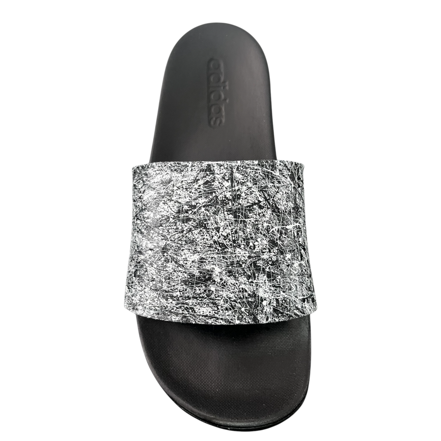 White & Black Splatter Slides - Size M7|W8