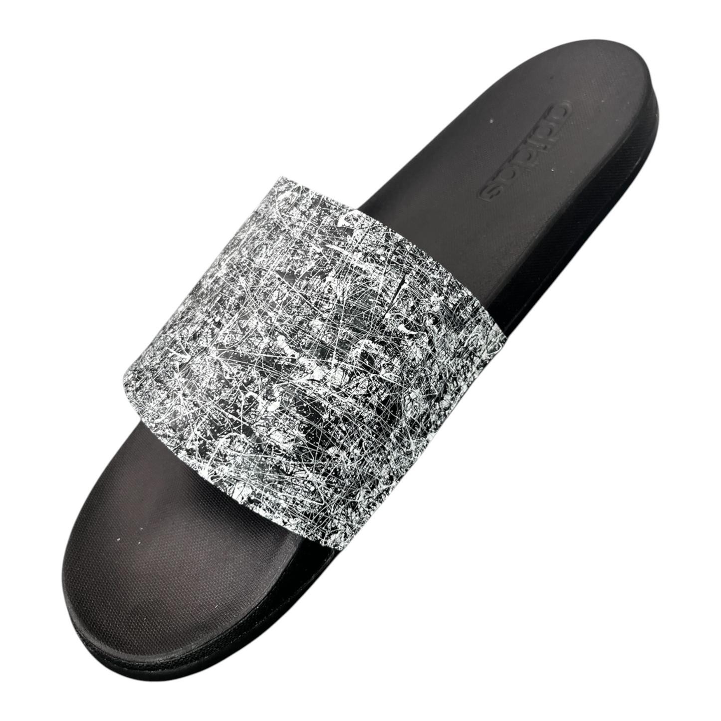White & Black Splatter Slides - Size M12|W13