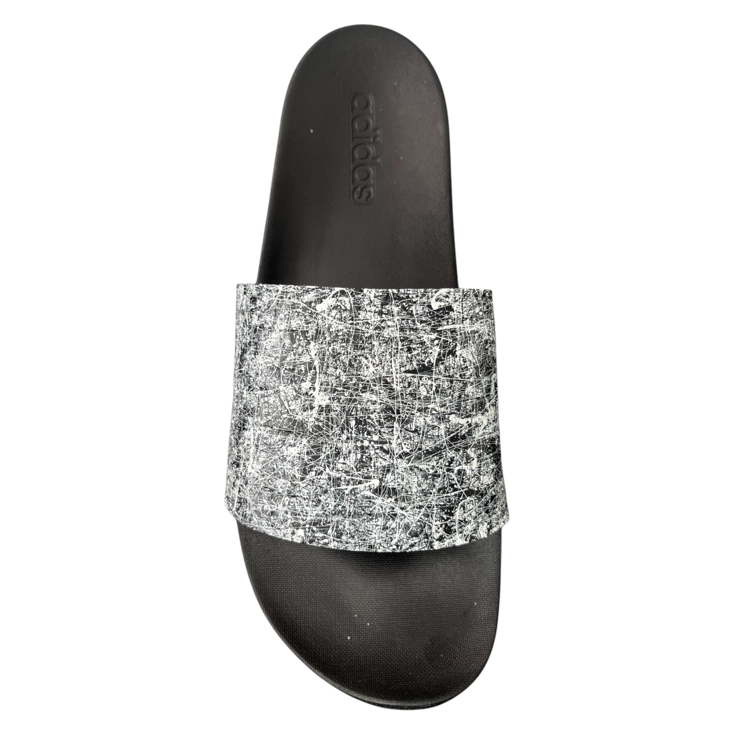 White & Black Splatter Slides - Size M12|W13