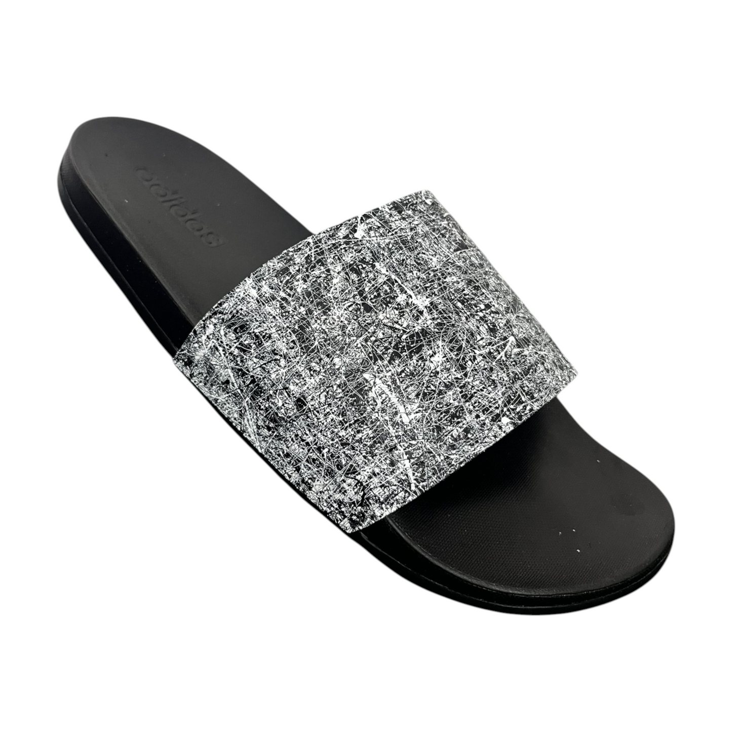 White & Black Splatter Slides - Size M12|W13