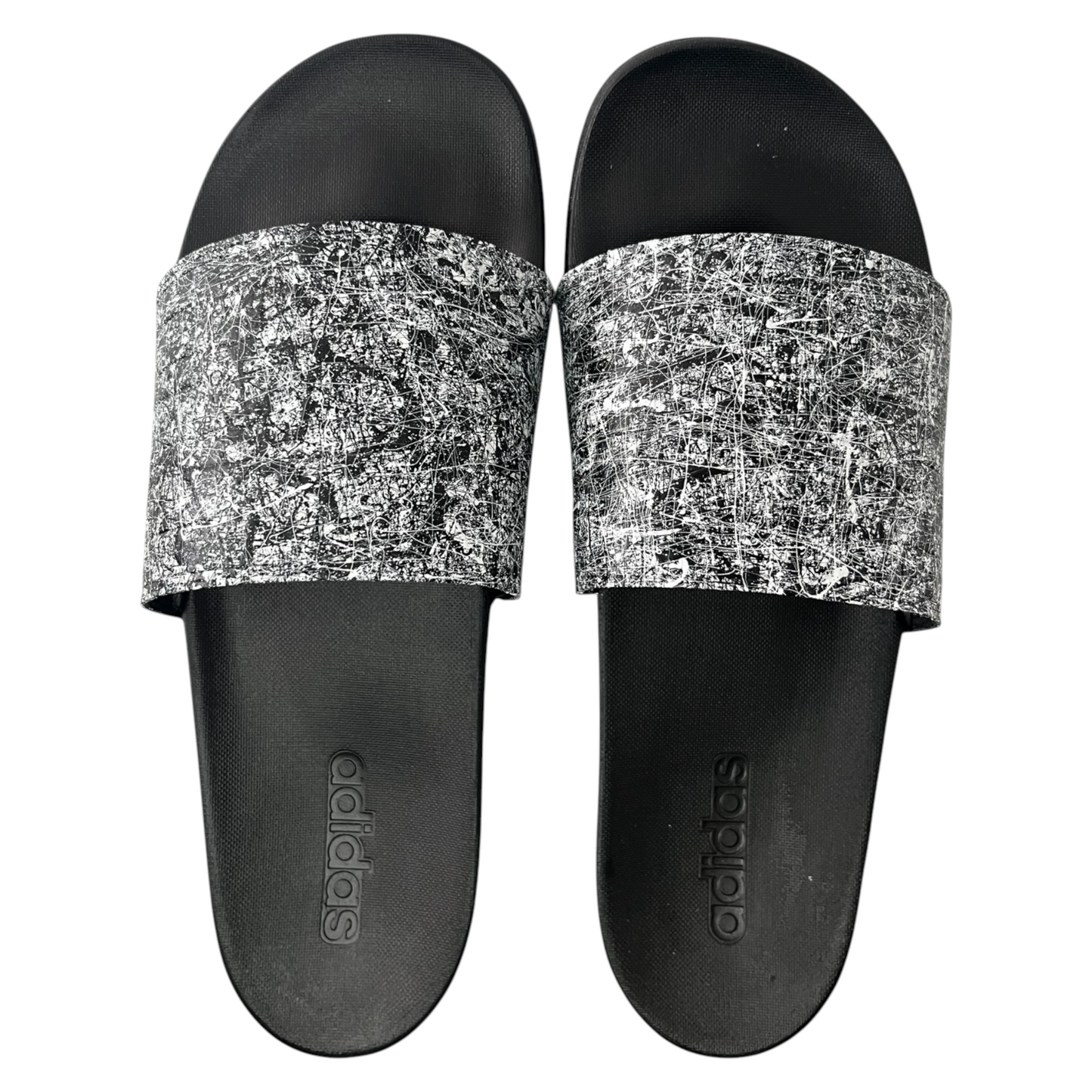 White & Black Splatter Slides - Size M12|W13