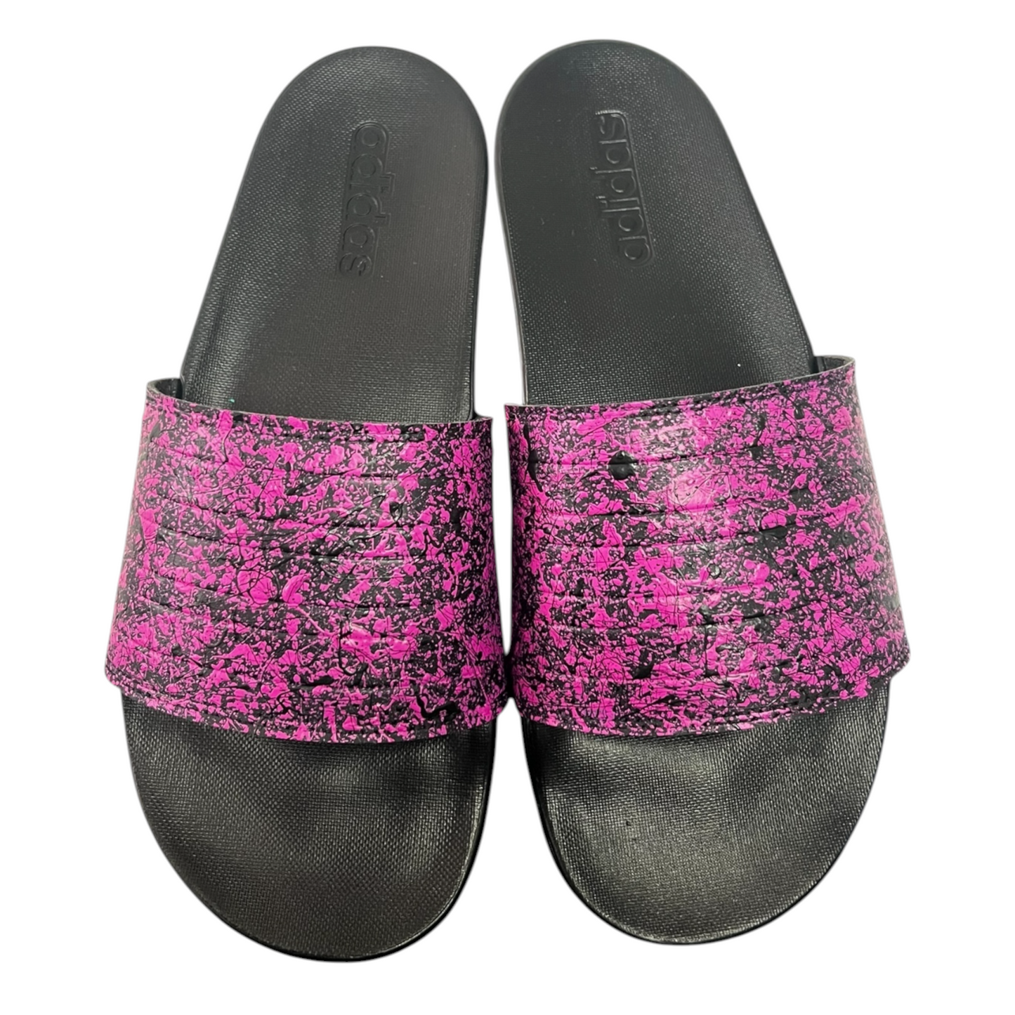 Pink & Black Splatter Slides - Size M7|W8