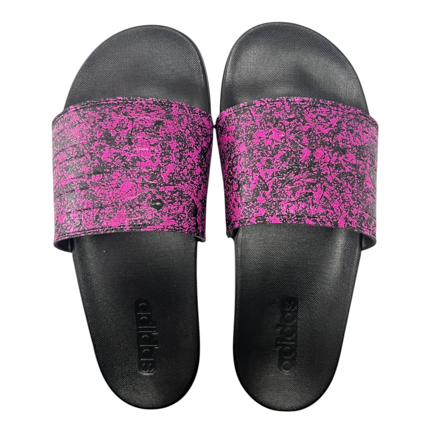 Pink & Black Splatter Slides - Size M7|W8