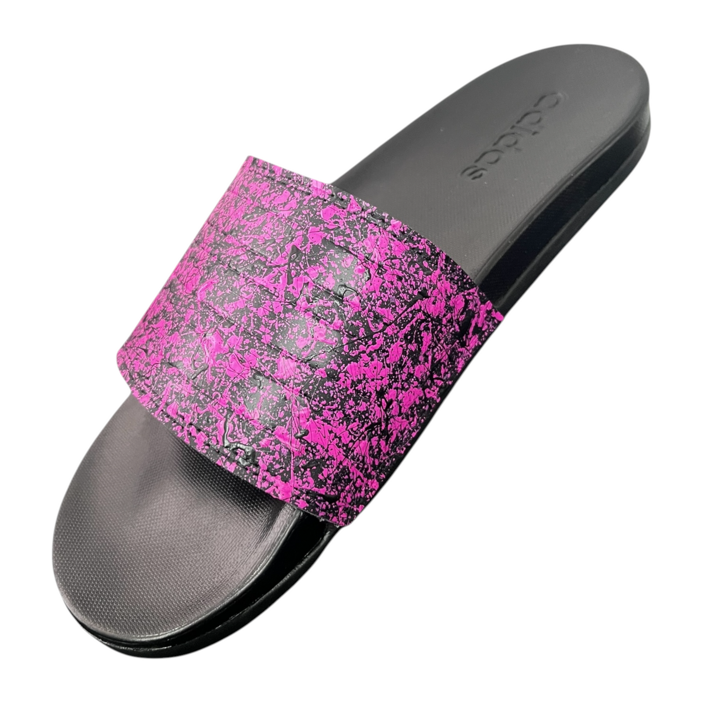 Pink & Black Splatter Slides - Size M7|W8