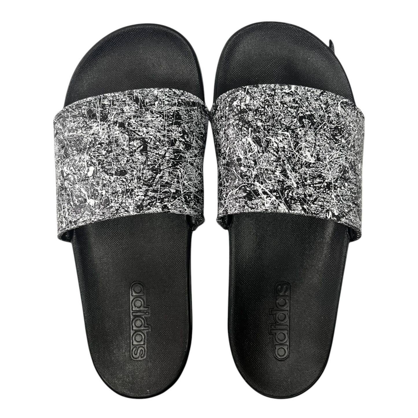 White & Black Splatter Slides - Size M6|W7