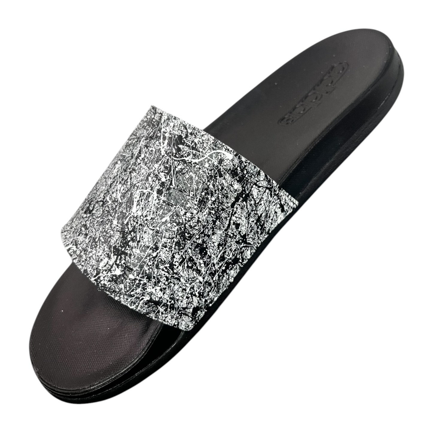 White & Black Splatter Slides - Size M6|W7