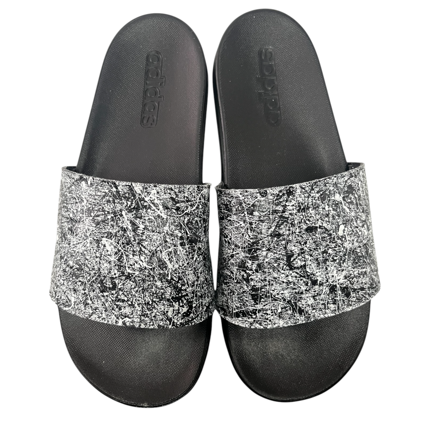 White & Black Splatter Slides - Size M6|W7