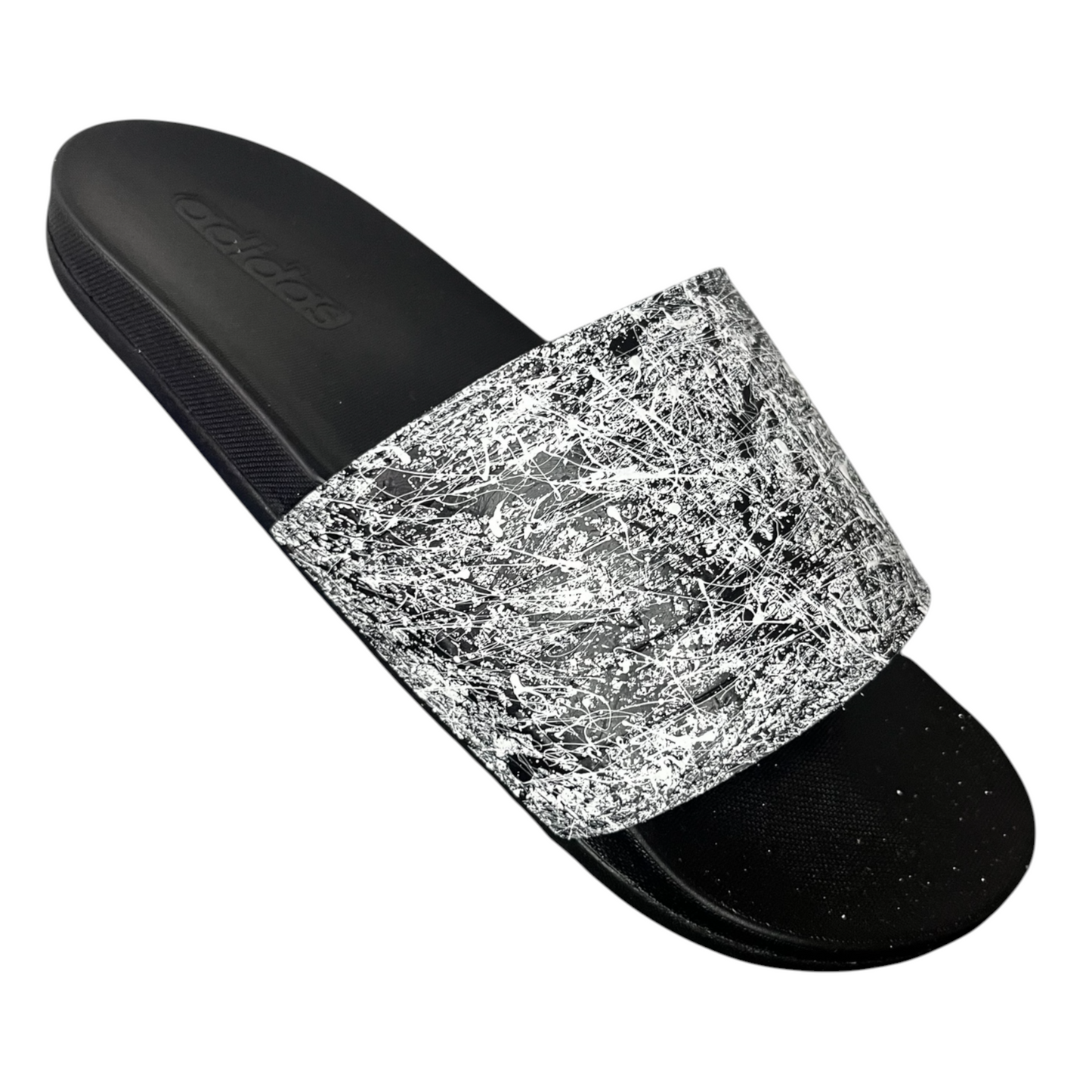 White & Black Splatter Slides - Size M9|W10