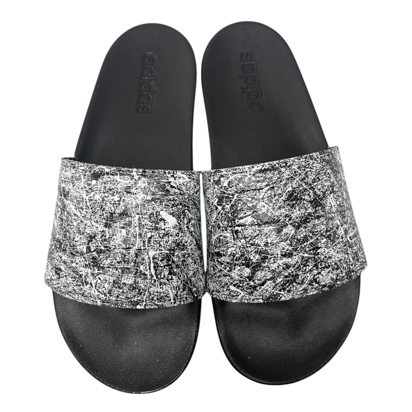 White & Black Splatter Slides - Size M9|W10