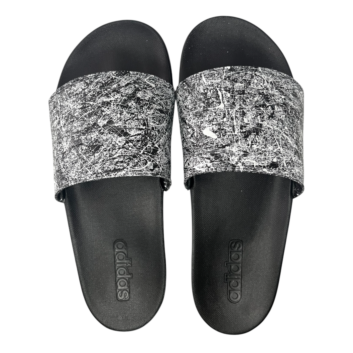 White & Black Splatter Slides - Size M9|W10