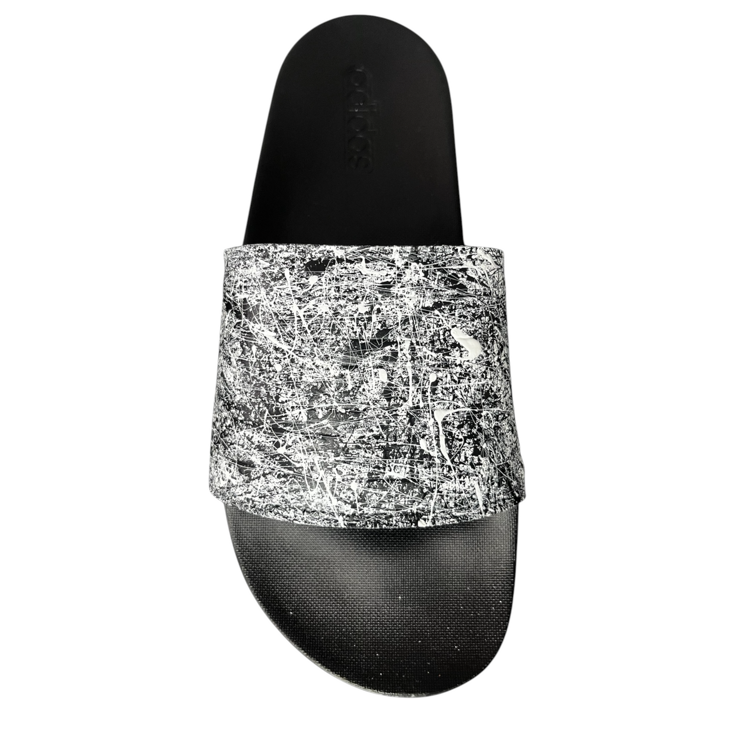 White & Black Splatter Slides - Size M9|W10