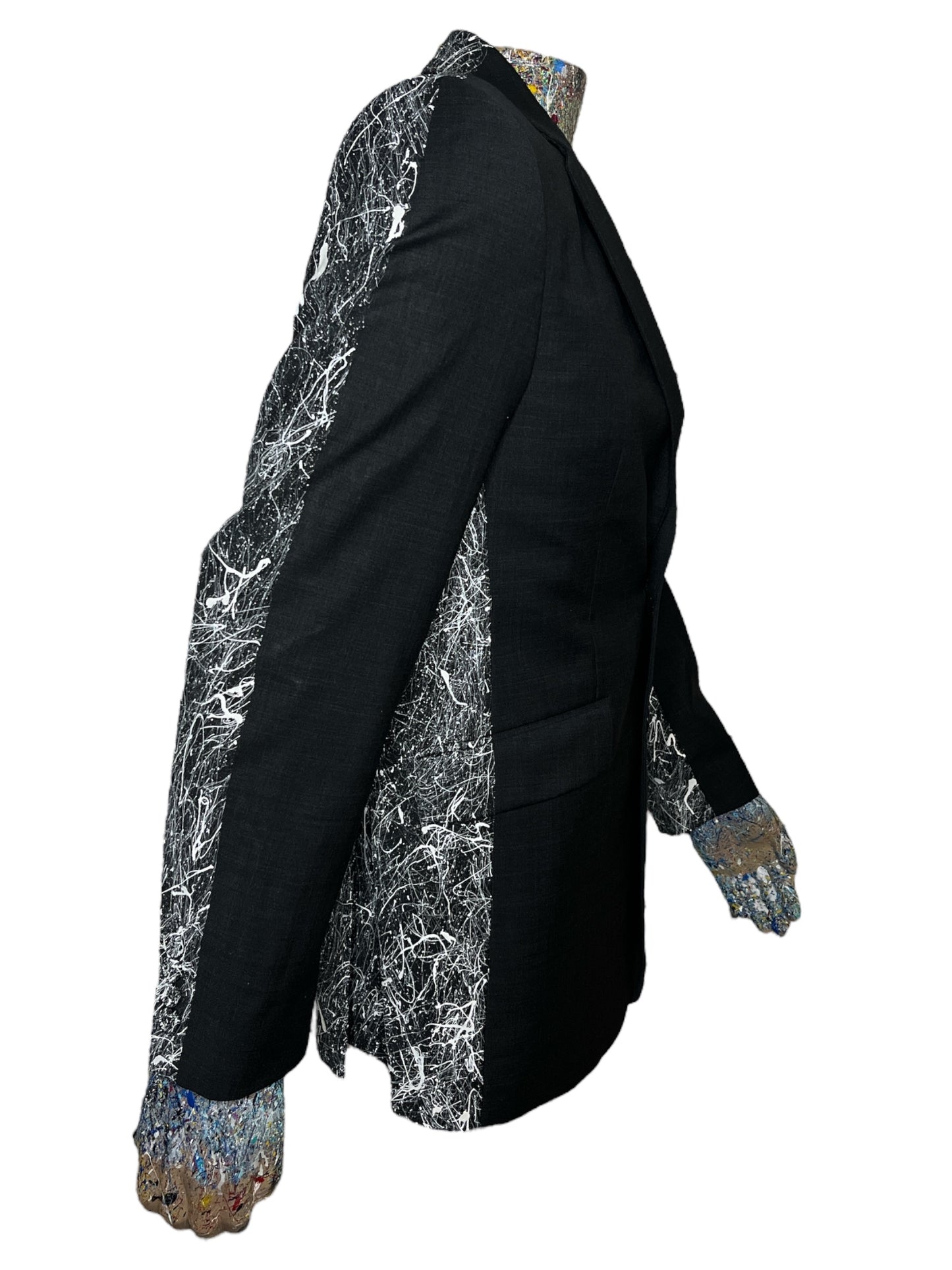 Back Half Splatter Paint Suit Jacket & Slacks 'Business in the Front Party in the Back'