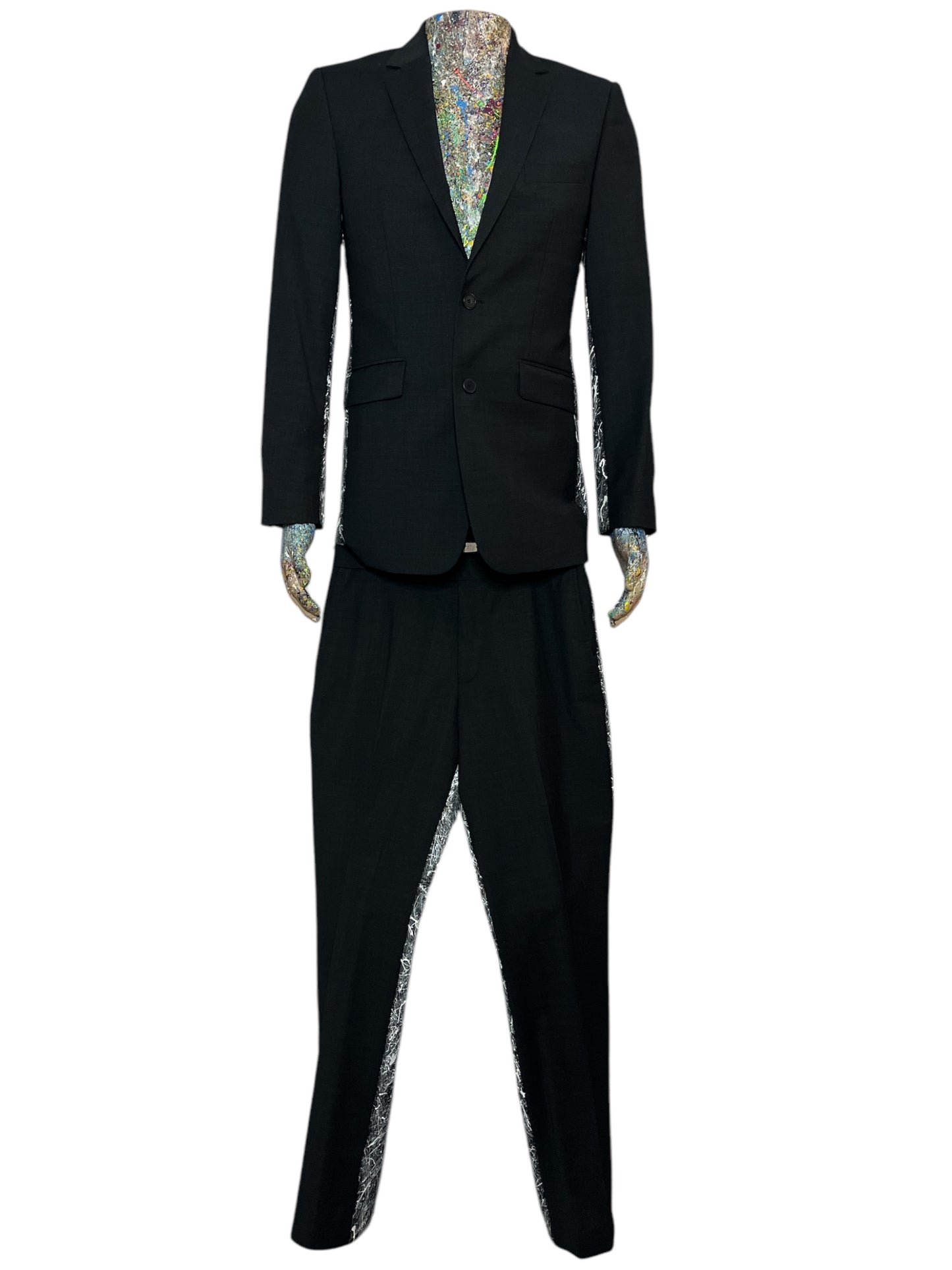 Back Half Splatter Paint Suit Jacket & Slacks 'Business in the Front Party in the Back'