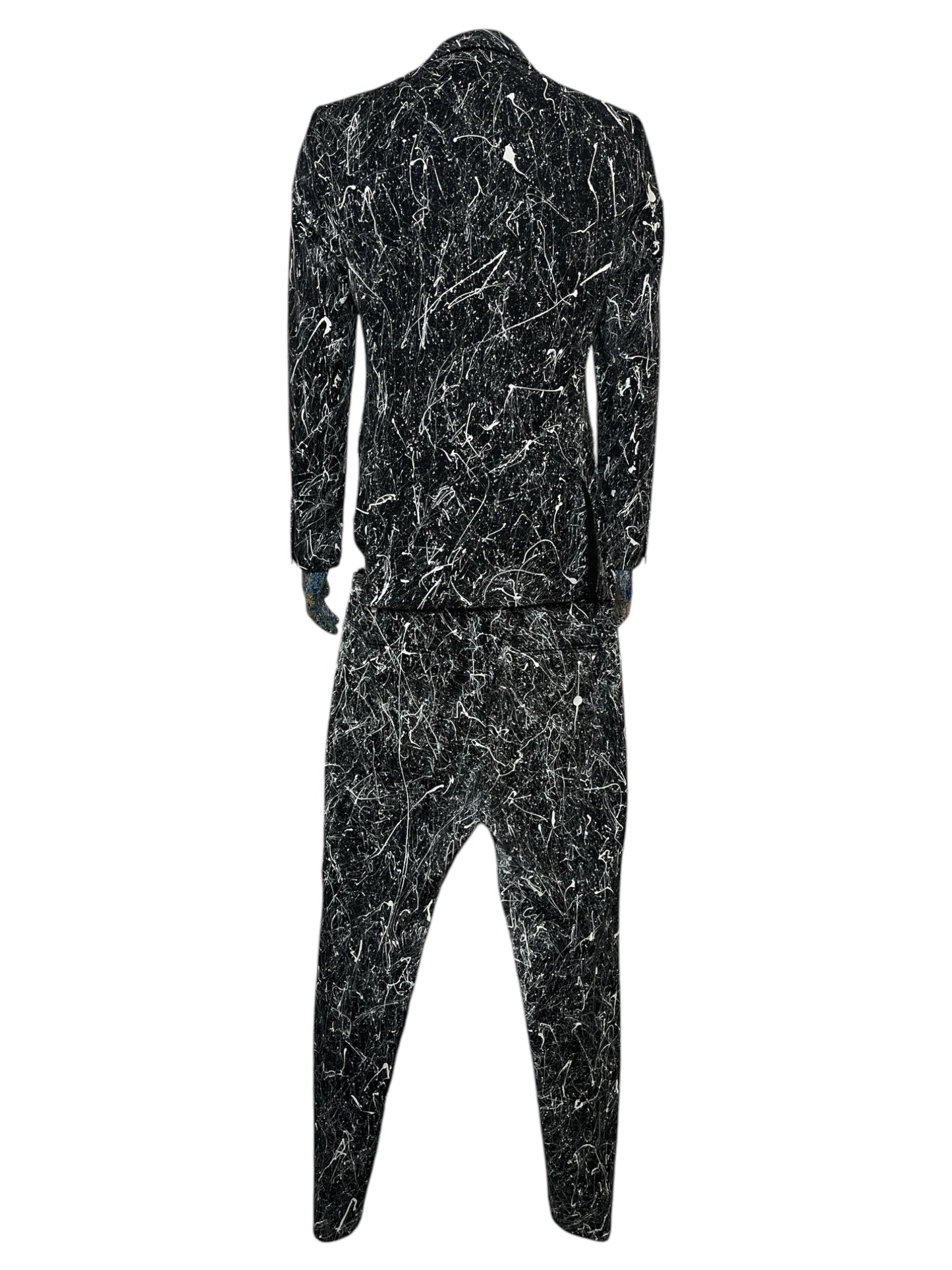 Back Half Splatter Paint Suit Jacket & Slacks 'Business in the Front Party in the Back'