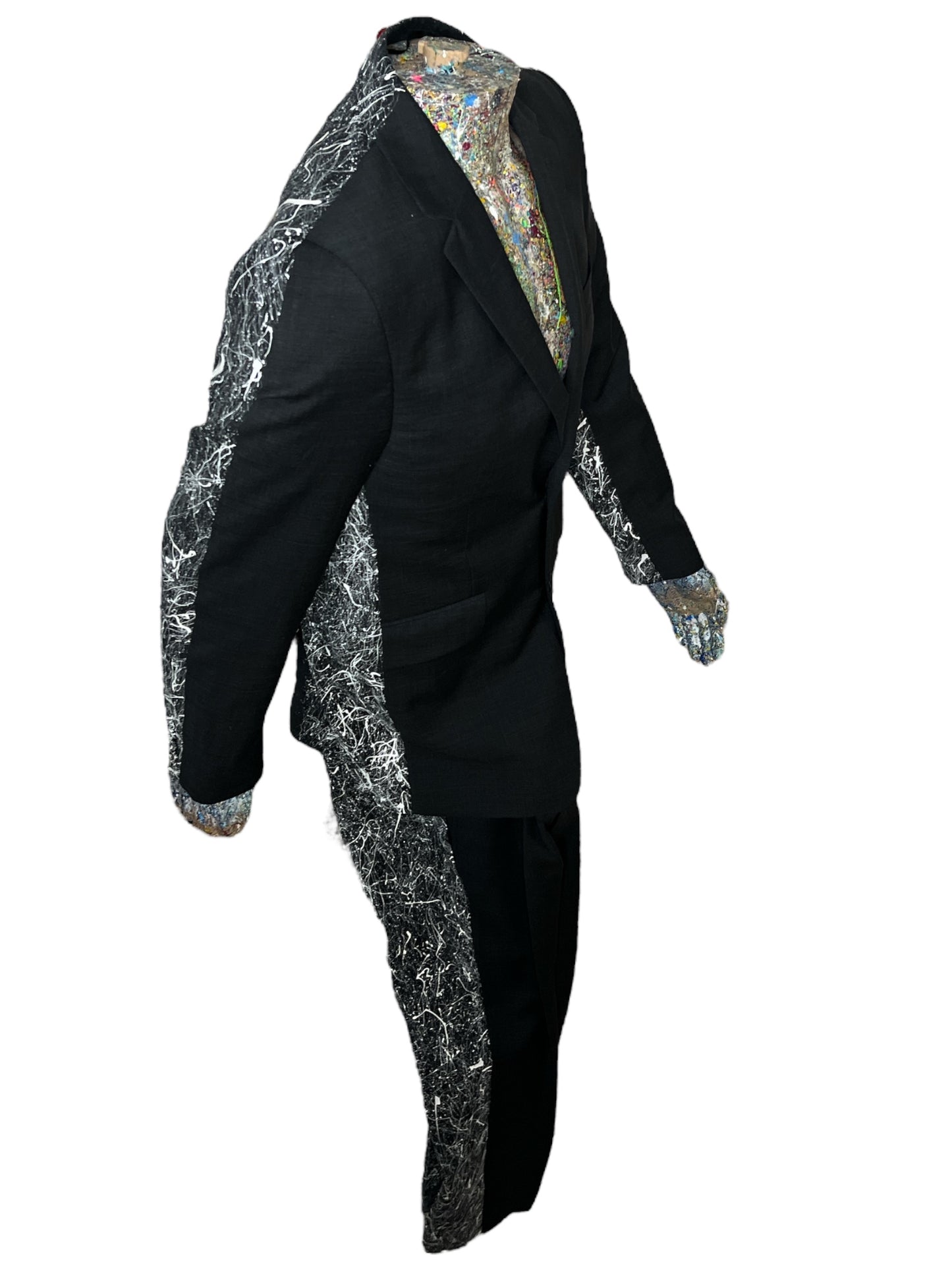 Back Half Splatter Paint Suit Jacket & Slacks 'Business in the Front Party in the Back'