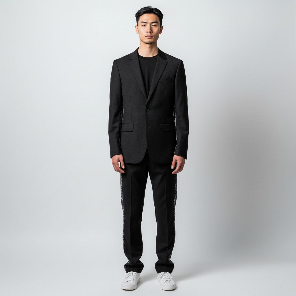Back Half Splatter Paint Suit Jacket & Slacks 'Business in the Front Party in the Back'