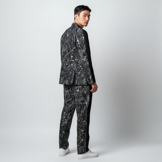 Back Half Splatter Paint Suit Jacket & Slacks 'Business in the Front Party in the Back'