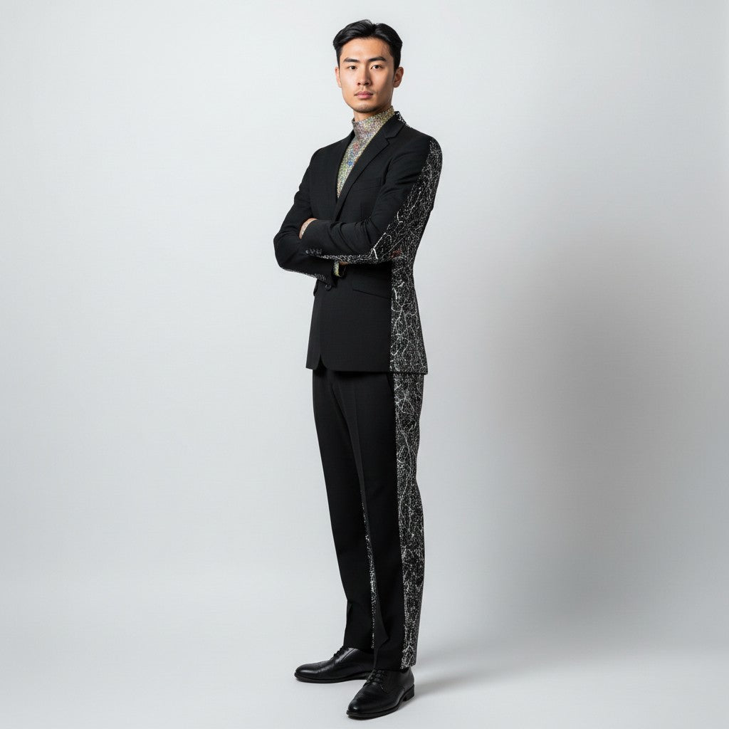 Back Half Splatter Paint Suit Jacket & Slacks 'Business in the Front Party in the Back'