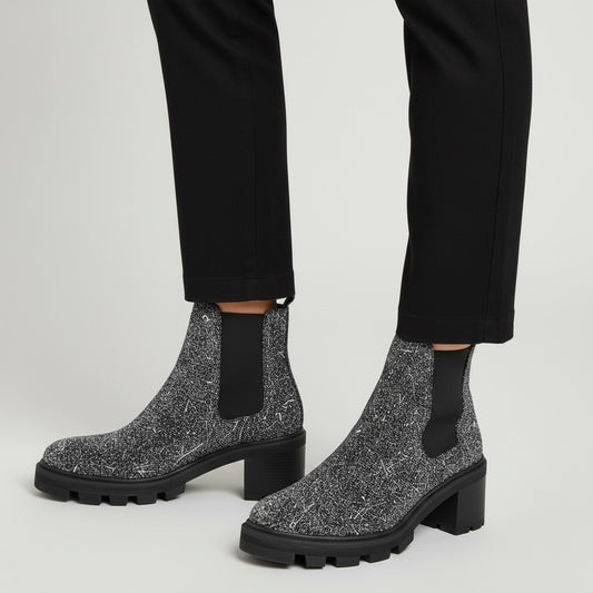 Black & White Splatter Boots - Size W9.5